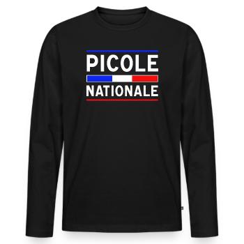 Picole Nationale nouveau design - T-shirt manches longues Premium bio Homme - noir - Devant - Nico (187cm)