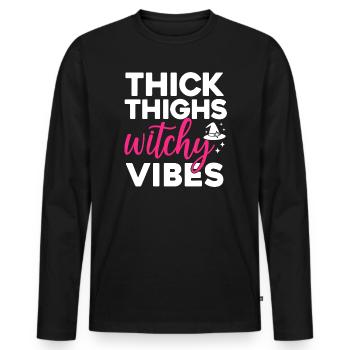 Ambiance de sorcière Style de sorcière magique - T-shirt manches longues Premium bio Homme - noir - Devant - Nico (187cm)