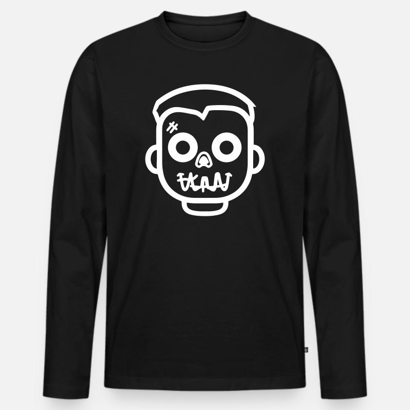zombie_face- - Männer Premium Bio Langarmshirt - Schwarz