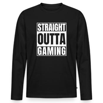 Directement sorti du jeu - T-shirt manches longues Premium bio Homme - noir - Devant - Nico (187cm)