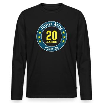 Anniversaire du confiseur 20 ans Boulanger 20 ans - T-shirt manches longues Premium bio Homme - noir - Devant - Nico (187cm)