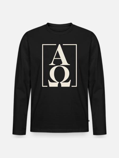 Christian Alpha Omega Symbol Faith Hope - Men's Premium Organic Long Sleeve Shirt - black