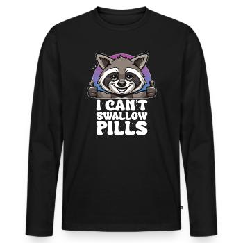 Je ne peux pas avaler de pilules, raton laveur - T-shirt manches longues Premium bio Homme - noir - Devant - Nico (187cm)