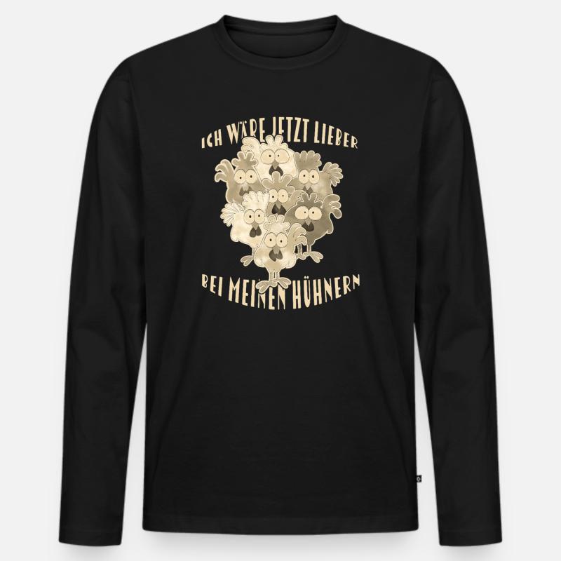  Hühner Spruch - Männer Premium Bio Langarmshirt - Schwarz