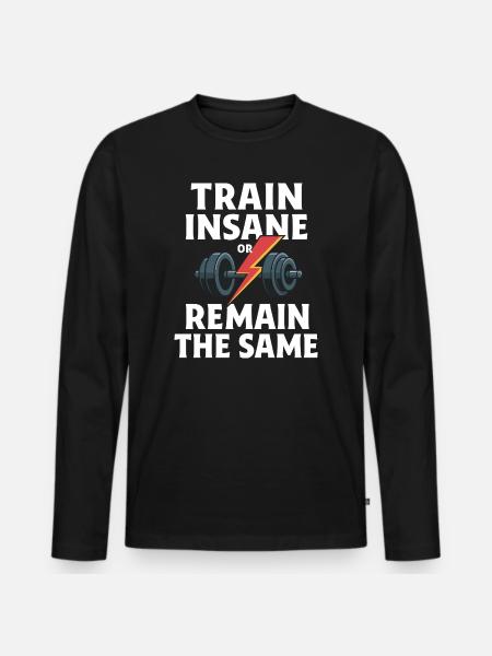 Fitness Dumbbell with Lightning Icon - Men's Premium Organic Long Sleeve Shirt - black