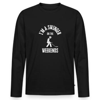 Bonnet Swinging on Weekends - T-shirt manches longues Premium bio Homme - noir - Devant - Nico (187cm)