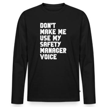 Responsable de la sécurité disant que le travail du service de sécurité est drôle - T-shirt manches longues Premium bio Homme - noir - Devant - Nico (187cm)