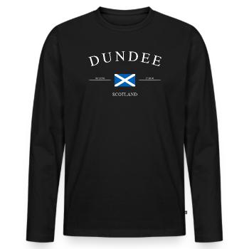 Dundee, Écosse – Souvenir et cadeau des Fêtes - T-shirt manches longues Premium bio Homme - noir - Devant - Nico (187cm)