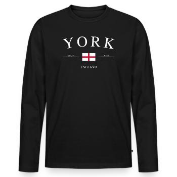 York, Angleterre – Souvenir et cadeau des Fêtes - T-shirt manches longues Premium bio Homme - noir - Devant - Nico (187cm)
