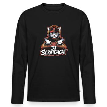 DJ Scratchcat Cat DJ Turntable Club - T-shirt manches longues Premium bio Homme - noir - Devant - Nico (187cm)