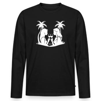 Frauen Dinner-Partie Silhouette - Männer Premium Bio Langarmshirt - Schwarz - Vorne - Nico (187cm)