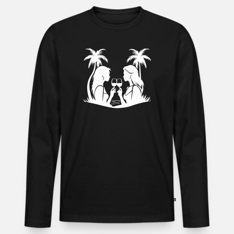 Frauen Dinner-Partie Silhouette - Männer Premium Bio Langarmshirt - Schwarz