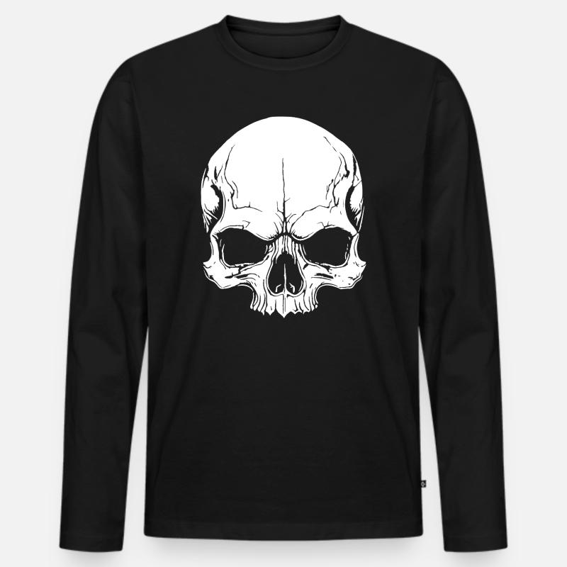 Cooles Schädel-Design - Männer Premium Bio Langarmshirt - Schwarz