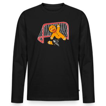 Bonhomme en pain d'épice de Noël Lebkuchen en pain d'épice - T-shirt manches longues Premium bio Homme - noir - Devant - Nico (187cm)