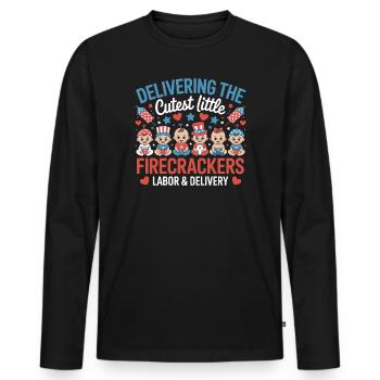  Labor & Delivery Firecrackers Independence Day - Männer Premium Bio Langarmshirt - Schwarz - Vorne - Nico (187cm)