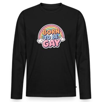 Born to Be Gay – Buntes Pride Regenbogen Design - Männer Premium Bio Langarmshirt - Schwarz - Vorne - Nico (187cm)