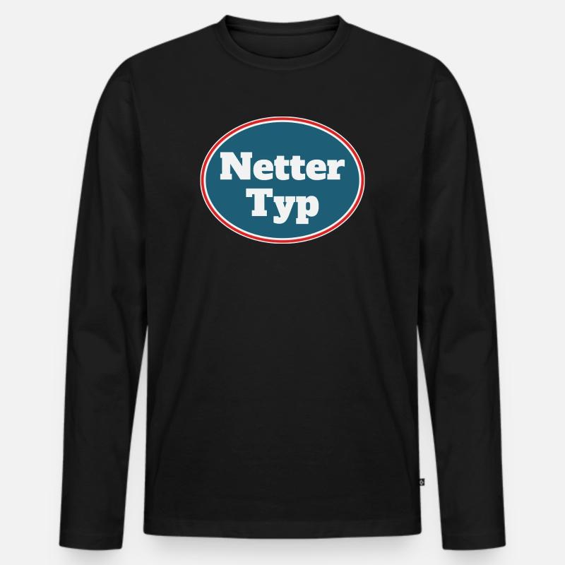 Netter Typ - Männer Premium Bio Langarmshirt - Schwarz