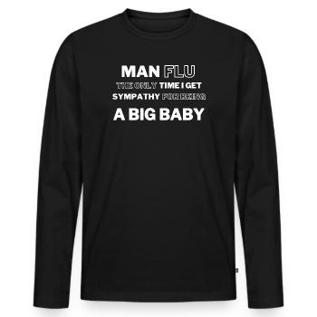 Homme Grippe Grand Bébé Citation T-Shirt - T-shirt manches longues Premium bio Homme - noir - Devant - Nico (187cm)