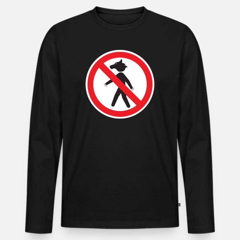 Werwolf-Verbotsschild – Hu Signage - Männer Premium Bio Langarmshirt - Schwarz