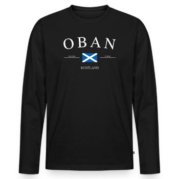 Oban Scotland – Holiday Souvenir &amp; Gift - Men's Premium Organic Long Sleeve Shirt - black - Front - Nico (187cm)