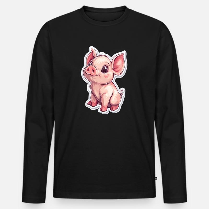 Schwein Ferkel - Männer Premium Bio Langarmshirt - Schwarz