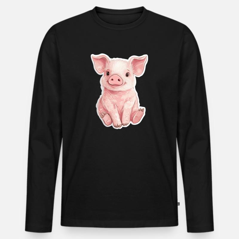 Schwein Ferkel - Männer Premium Bio Langarmshirt - Schwarz