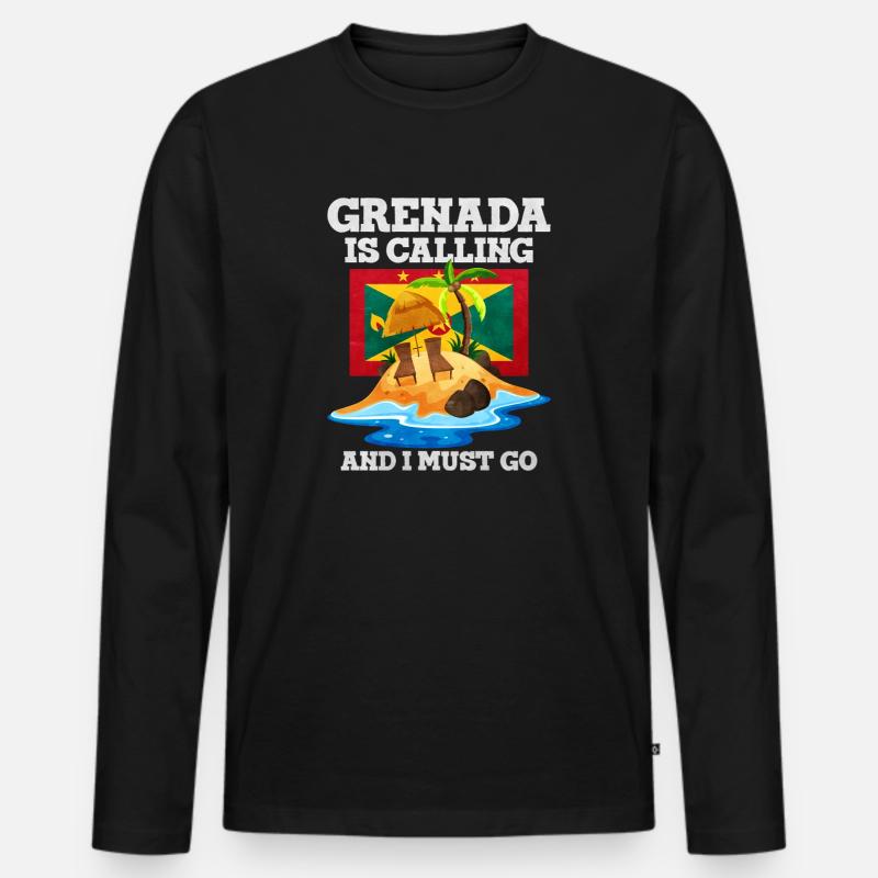 Grenada - Männer Premium Bio Langarmshirt - Schwarz