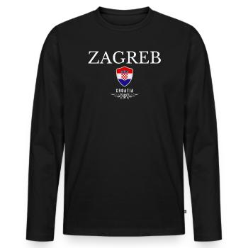 Zagreb Croatia, souvenir Zagreb - Men's Premium Organic Long Sleeve Shirt - black - Front - Nico (187cm)