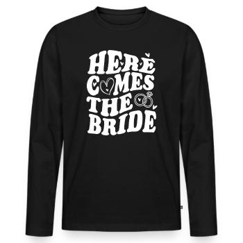 Here Comes the Bride – Hochzeit Statement - Männer Premium Bio Langarmshirt - Schwarz - Vorne - Nico (187cm)