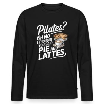 Pie and Latte Humour Design - Men's Premium Organic Long Sleeve Shirt - black - Front - Nico (187cm)
