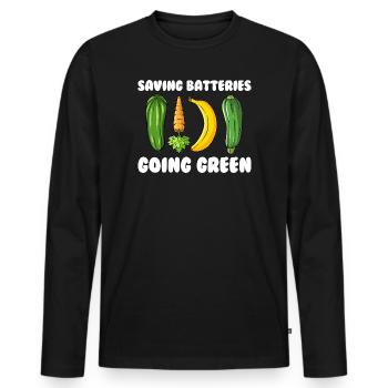 Économisez les piles Devenez respectueux de l'environnement Cheeky Fr - T-shirt manches longues Premium bio Homme - noir - Devant - Nico (187cm)