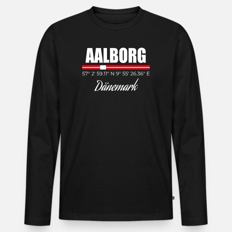 Aalborg - Männer Premium Bio Langarmshirt - Schwarz