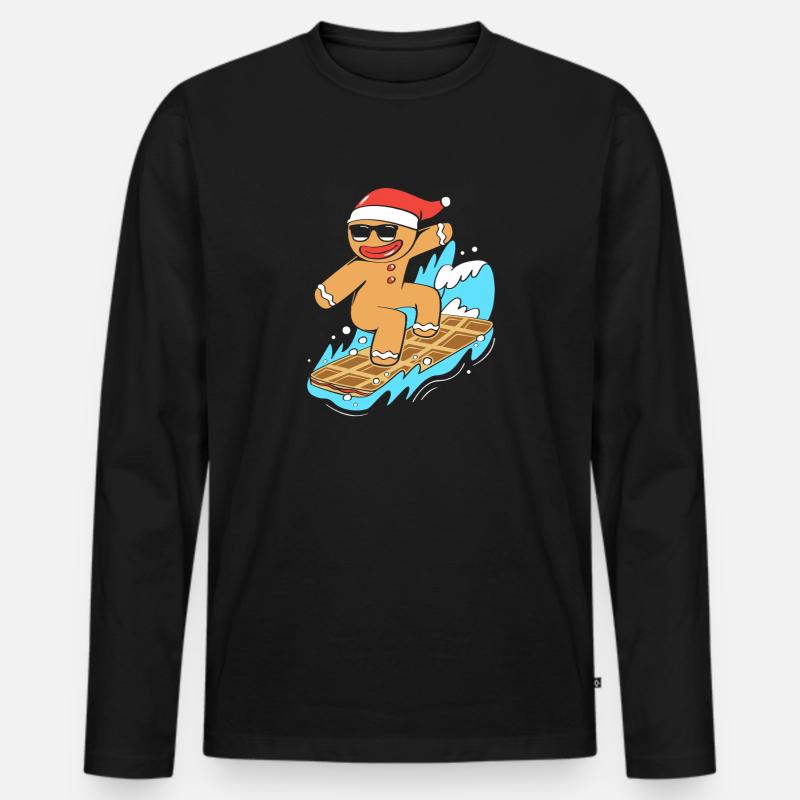 Lebkuchenmann Weihnachten Lebkuchen - Männer Premium Bio Langarmshirt - Schwarz