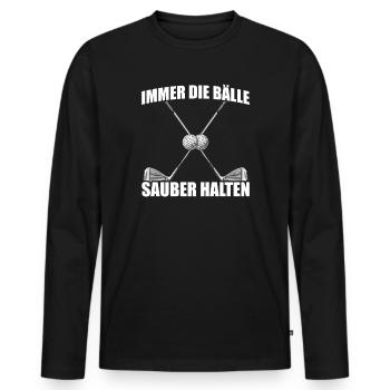 Always keep the balls clean Golfer Golf Golfing - Men's Premium Organic Long Sleeve Shirt - black - Front - Nico (187cm)
