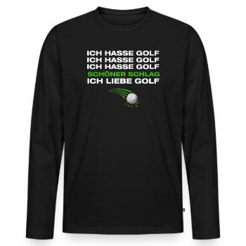Ich liebe Golf Golfer Golfen - Männer Premium Bio Langarmshirt - Schwarz - Vorne - Nico (187cm)