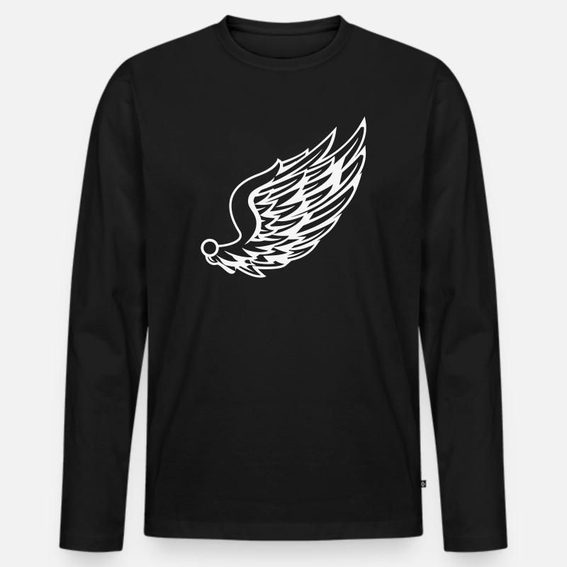 Wings with dynamic feather drawing - Men's Premium Organic Long Sleeve Shirt - black