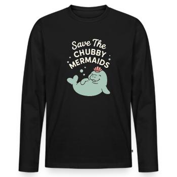 Lamantin passionné bœuf de mer amateur de salade d’amour - T-shirt manches longues Premium bio Homme - noir - Devant - Nico (187cm)