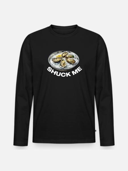 Austern mit Zitronenbelag - Männer Premium Bio Langarmshirt - Schwarz