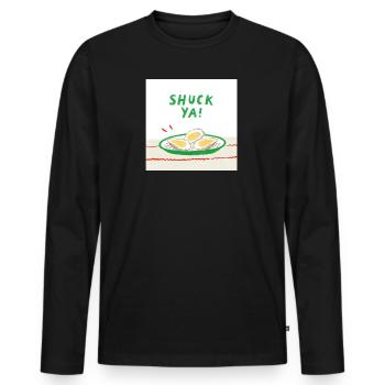 Design drôle d’huître - T-shirt manches longues Premium bio Homme - noir - Devant - Nico (187cm)