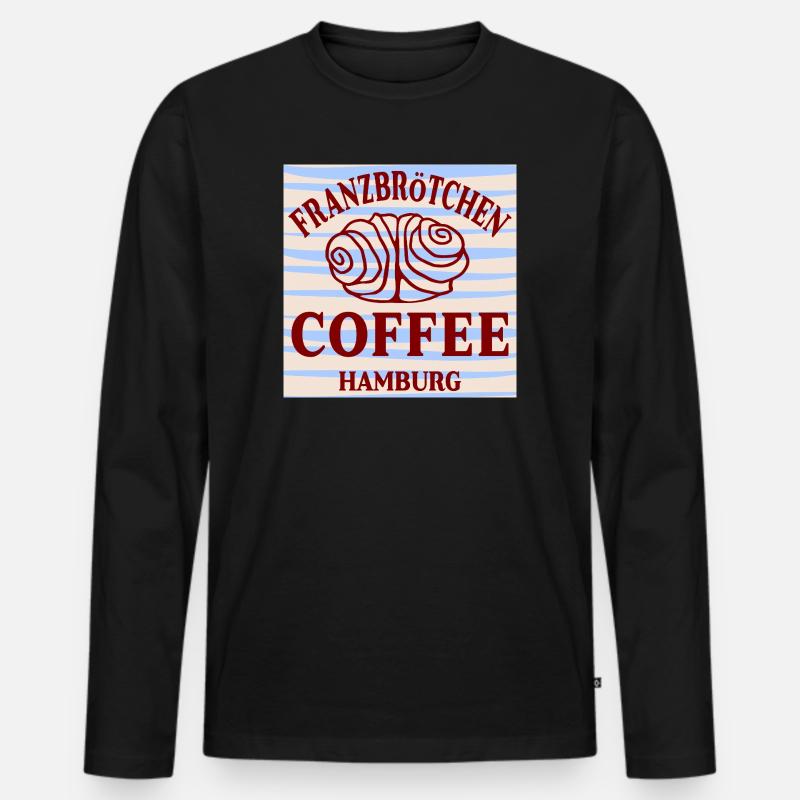 FRANZBRÖTCHEN HAMBURG KAFFEE - Männer Premium Bio Langarmshirt - Schwarz