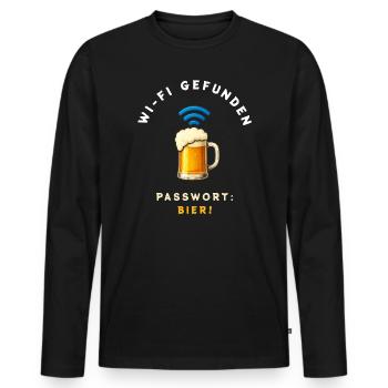 WiFi Bier Lustiges Design - Männer Premium Bio Langarmshirt - Schwarz - Vorne - Nico (187cm)