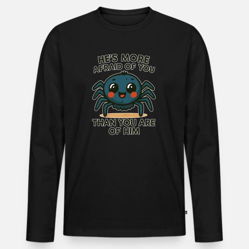 Spinne Niedliche Spinne Karikatur - Männer Premium Bio Langarmshirt - Schwarz