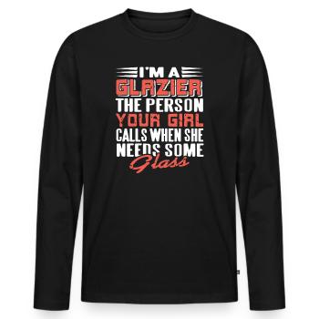 Vitrier Glasswork Expert Funny Window Repair Quote - T-shirt manches longues Premium bio Homme - noir - Devant - Nico (187cm)