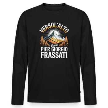 Verso L Alto Saint Pier Giorgio Frassati - Men's Premium Organic Long Sleeve Shirt - black - Front - Nico (187cm)
