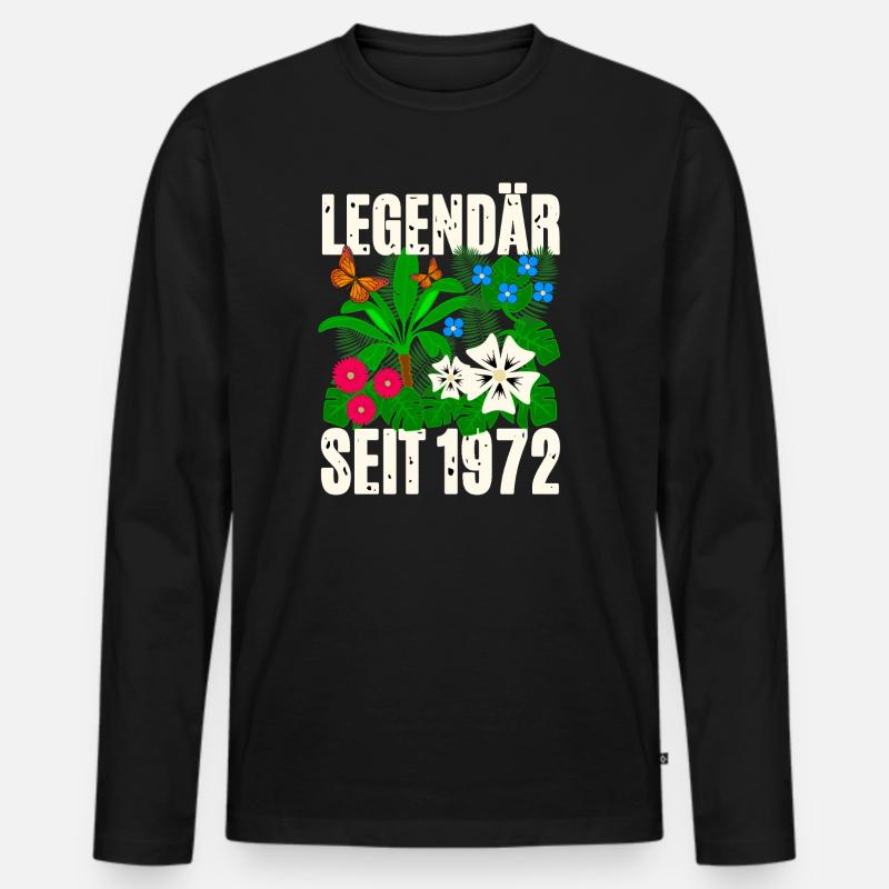 Legendär Seit 1972 Blumen - Männer Premium Bio Langarmshirt - Schwarz