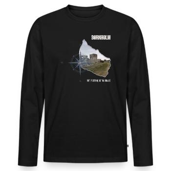 Coordonnées de la boussole de Bornholm Hammershus - T-shirt manches longues Premium bio Homme - noir - Devant - Nico (187cm)