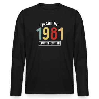 Made in 1981 - Limited Edition - Year of birth - Men's Premium Organic Long Sleeve Shirt - black - Front - Nico (187cm)