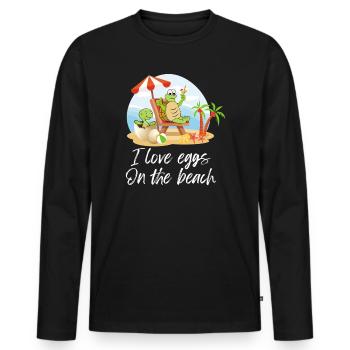 Turtle Beach – J’adore les œufs Design - T-shirt manches longues Premium bio Homme - noir - Devant - Nico (187cm)