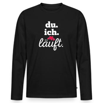 You I'm running – modern partner design - Men's Premium Organic Long Sleeve Shirt - black - Front - Nico (187cm)