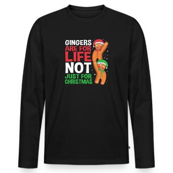 Bonhomme en pain d'épices Pain d'épices de Noël - T-shirt manches longues Premium bio Homme - noir - Devant - Nico (187cm)